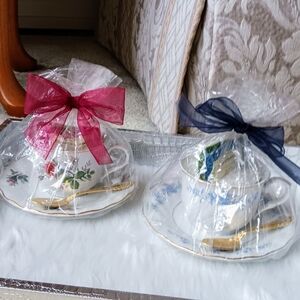 2 Truly Tasteful Tea Cup Sets Wrapped As A Gift - NWT